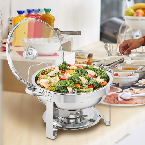 VEVOR Profi Edelstahl Warmhaltebehälter Speisenwärmer 2x3,5L Chafing Dish Set