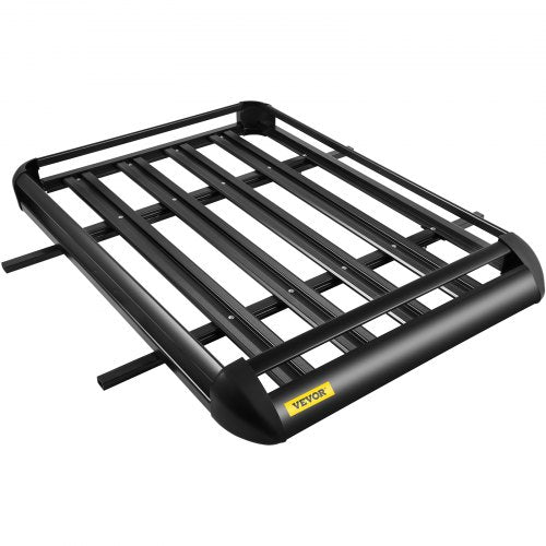 VEVOR Schwarz Aluminium Dachgepäckträger Korb, Gepäckträger 127 x 90 x 14 cm, Gepäck Fracht Träger 100 kg, Relingträger mit Bars Auto Dachträger, Relingträger Leichtes