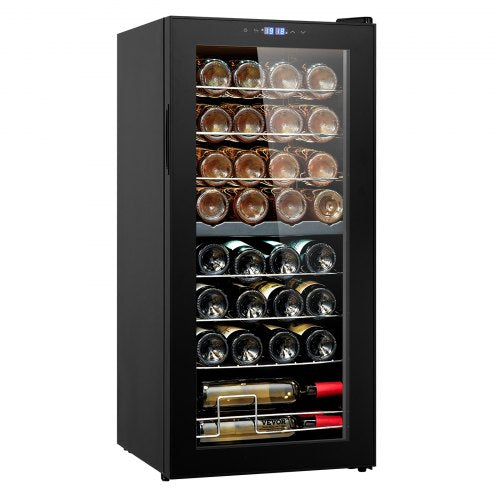 VEVOR Weinkühler Freistehender Kühlschrank 32 Flaschen Doppelzone LED Digital