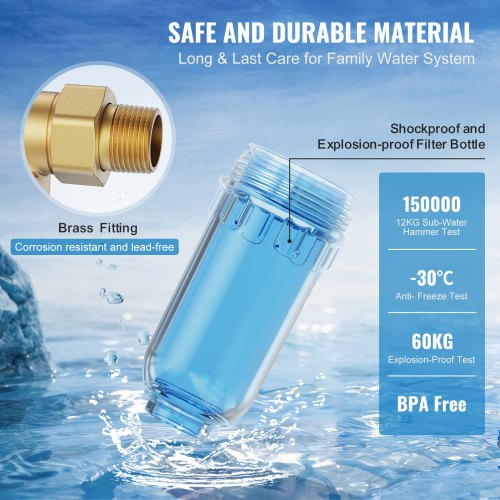 VEVOR Spin-Down-Filter, 40 Mikron-Sedimentfilter für das ganze Haus für Brunnenwasser, 3/4 Zoll GM + 1 Zoll GM, 4 T/H hohe Durchflussrate, für Wasserfiltersysteme für das ganze Haus