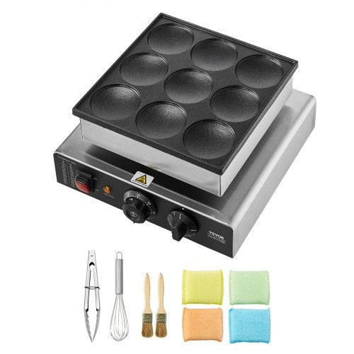 VEVOR Mini Pfannkuchen Maschine Dutch Pfannkuchenmaker 9 Stk. Edelstahl Dorayaki