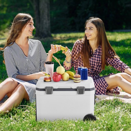 VEVOR Tragbare Kühlbox Isoliert Rollbar mit Getränkehalter 45Qt(64Dosen)