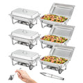 VEVOR 6-teiliges Chafing Dish Profi Set Wärmebehälter Edelstahl Buffet Set Rechteckig 6 x 7,5 L, Speisewärmer 53 x 32,5 x 6,5 cm Jeder Behälter, für Buffets, Familienfeiern, Bankette, Hochzeiten usw.