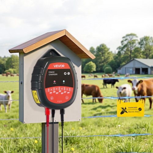 VEVOR Weidezaungerät 10kV 1J AC DC Elektrozaungerät 3km Reichweite Weidegerät