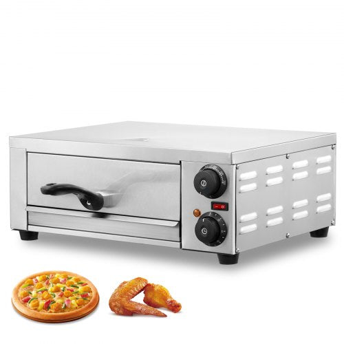VEVOR Kommerzieller Pizzaofen Backofen 305mm Edelstahl Elektrisch 2 Drehknöpfe
