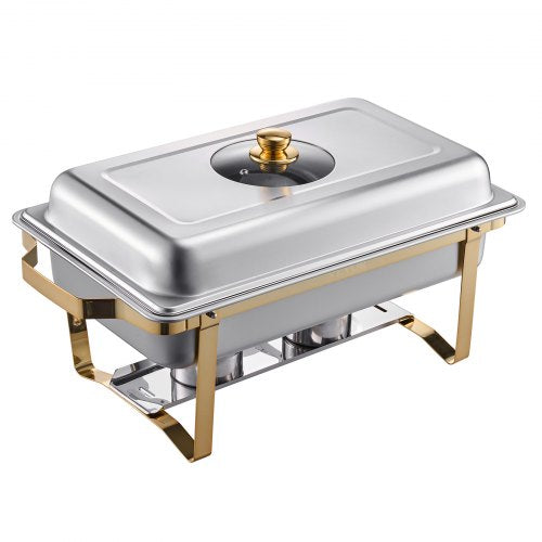 VEVOR Chafing Dish Set Speisenwärmer Edelstahl 7,5L 4 Behälter Gold Buffet