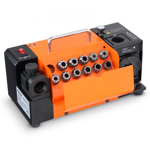 VEVOR Bohrerschleifgerät 120 W Bohrerschleifmaschine 4500 U/min Schärfstation 45# Stahl Bohrerschärfgerät 95-135° Einstellbarer Spitzenwinkel 11 Spannzangen Geeignet für Bohrerdurchmesser φ3–13 mm