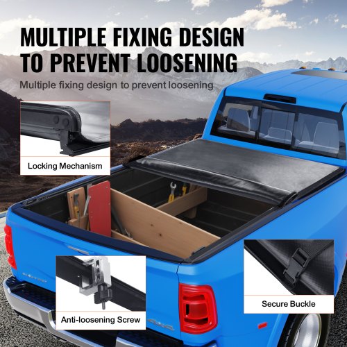 VEVOR Ladeflächenabdeckung, aufrollbare Ladeflächenabdeckung, kompatibel mit 2002-2018 Dodge Ram 1500, 2003-2024 2500 3500, 2019-2024 Classic, für 6,4 x 5,5 Fuß große Ladefläche, weiches PVC-Material