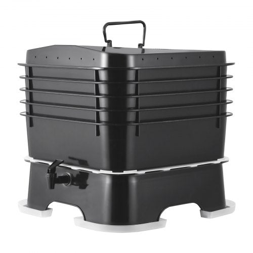 VEVOR Schnellkomposter 18-50L Gartenkomposter 400x400x650mm Thermokomposter HDPE-Kunststoff Kompostierer Inkl. 5 Schalen &amp; ein Auffangbehälter Kompostbehälter Kompostierung Reduzierung des Hausmülls