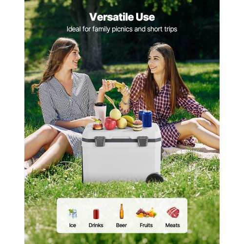 VEVOR Tragbare Kühlbox Isoliert Rollbar mit Getränkehalter 45Qt(64Dosen)