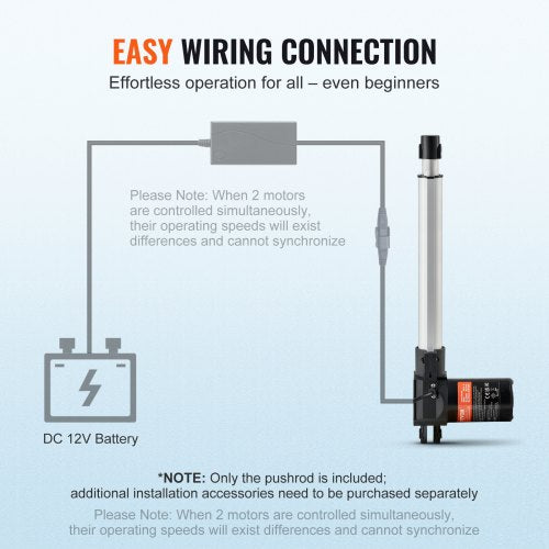 VEVOR 6000N Linear Actuator DC 12V Linearantrieb IP44 Elektrischer Linearmotor 250mm Hublänge Geräuschpegel ≤ 50dB Elektrische Türöffner 5 mm/s Fahrgeschwindigkeit Lineartechnik Verstellantrieb