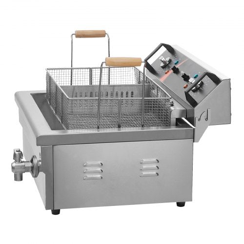 VEVOR Kommerzielle Elektrische Fritteuse 2250W 20L Edelstahl Upgrade 200°C