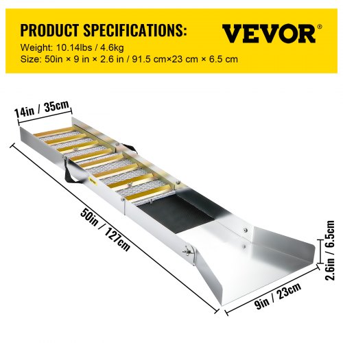 VEVOR Faltbare Schleusenbox aus Aluminiumlegierung, Kompakte 127 cm Schleusenboxen für Gold, Leichte Goldschleusenausrüstung, Tragbare Schleusenboxen mit Bergmannsmoos, Fluss, Bach usw.