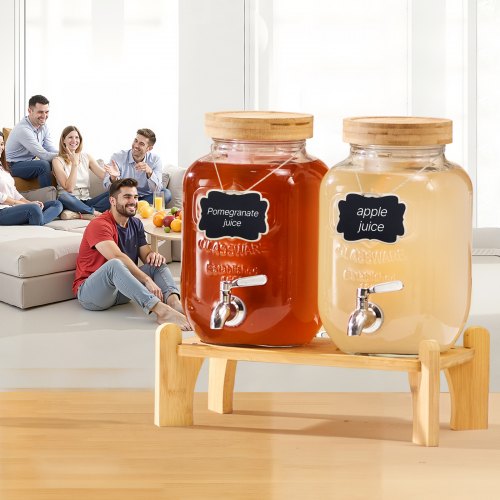 VEVOR Getränkespender 2x3,8L Saftspender mit Zapfhahn für Partys Bars Glas