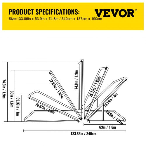 VEVOR Motorradabdeckung Shelter Aufbewahrung wasserdicht 22 mm Hochleistungs Motorrad Shelter 600D Polyester Oxford-Gewebe Allwetterschutz