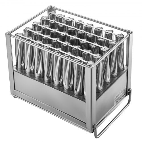 VEVOR Kommerzielle Formen für Eis am Stiel, 40 Stück Zylindrische Formen für Eis am Stiel, Formenhalter für Eismaschine aus Edelstahl mit 50 Eisstielen und Beuteln (Einzelformen-Set – 40 Stück)