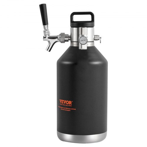 VEVOR Bierzapfanlage Mini Bierfass Bierbraugerät 4 L, Tragbares Druckfass-Set Doppellagige Edelstahlschicht Growler System Einstellbarer Hahn 27 ℃, Fassbier Hausbrauerei Frisch und Kohlensäurehaltig