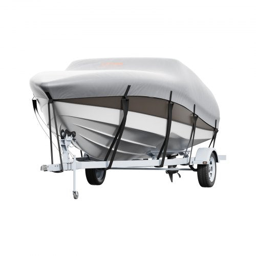 VEVOR Bootspersenning Abdeckplane Bootsplane, 609–670 cm Persenning Schlauchboot 600D Oxford-Gewebe Bootspersenning Abdeckung mit Aufbewahrungstasche 435 x 300 mm, Angelboot Bootsabdeckplane Grau