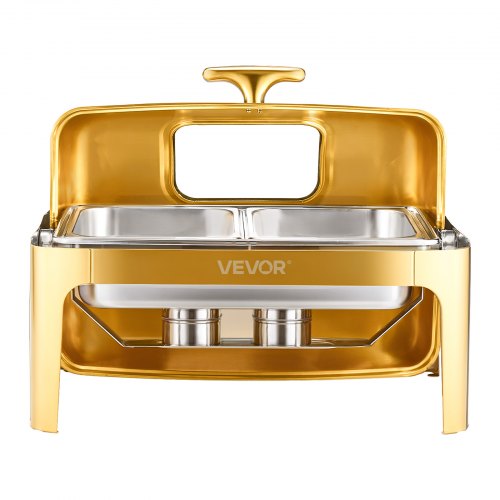 VEVOR Chafing Dish Set Speisenwärmer Edelstahl 8,5 L 1 Stk. Rolltop Gold Buffet