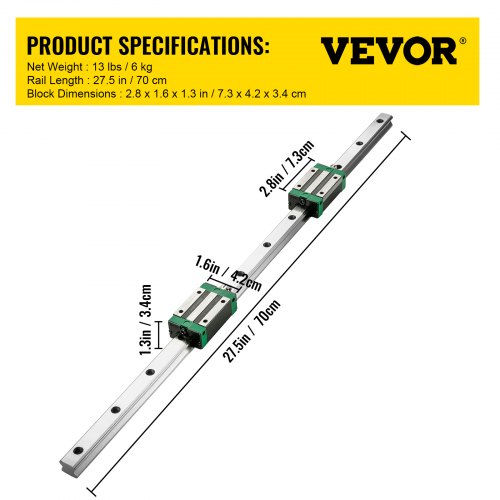 VEVOR Linearführung Linearfuehrunge Linearschiene mit 4 Stück Gleitblock Kugelumlaufspindel Führungsschiene für 3D-Drucker CNC-MaschineHgr 20-700 mm