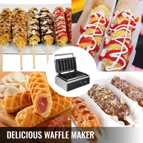 VEVOR Waffelmaschine 1500 W Waffeleisen Backblech Waffelautomat 130 x 30 mm Jede Waffelgröße Waffle Maker 50-300 °C 0-5 Minuten Waffeleisen