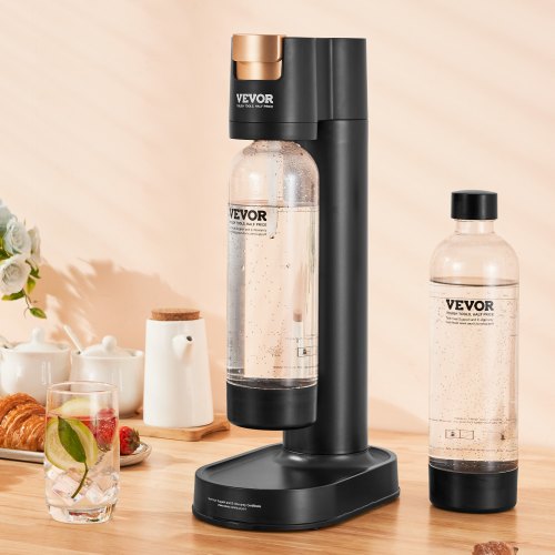 VEVOR Wassersprudler Sprudelwassergerät zum Sprudeln zu Hause, 2 Stk. BPA-freien 1-Liter-PET-Flaschen, Kompatibel mit Einschraubbaren 60-Liter-CO2-Flaschen (NICHT im Lieferumfang enthalten)