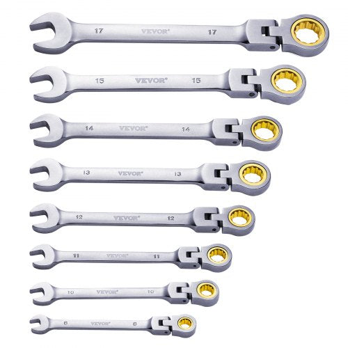 VEVOR Schlüsselsatz Ratschenschlüsselsatz 8-teilig Metrisch 8-17mm Flexhead