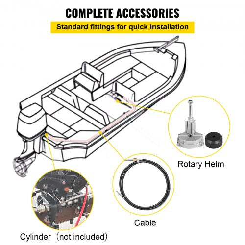 Außenbordbootlenkung mit 14'-Lenkkabel Marine-Lenksystem 3/4'' Welle