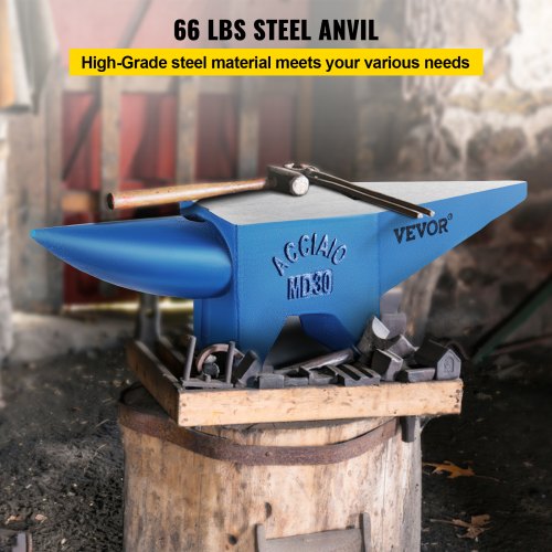 VEVOR Amboss 30 KG (66 LBS) Schmiede-Amboss für Schmiede Doppeltes Horn aus Stahl Schmiedwerkzeug robust