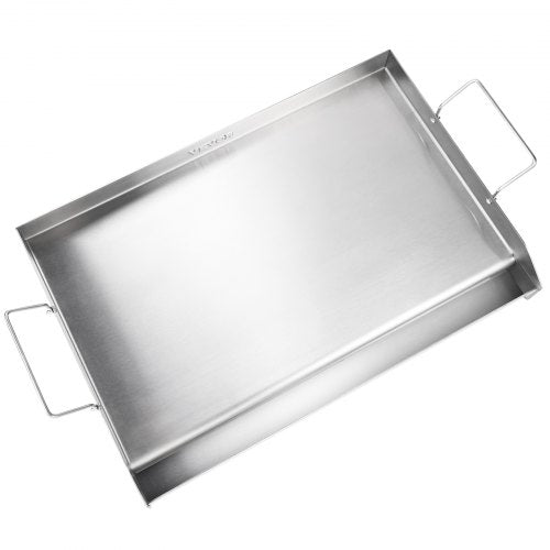 VEVOR Grillplatte 430 Edelstahl 58,7 x 39,5 x 9,9 cm - Universal Grillplatte 2 mm Dicke Verwendbar, Outdoor BBQ Party Grillplatte mit Griff Gasgrill für Gasgrill, Kohlegrill &amp; Elektrogrill Zubehör