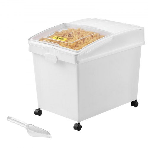 VEVOR Mehl und Reis Behälter Kapazität 25 kg, 3 Stück Aufbewahrungsbox Küche 35,5 x 50 x 45 cm, dreifach Vorratsdosen 14 x 19,7 x 17,7 Zoll weiß Speicherung für Getreide und anderen Trockenwaren