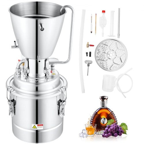VEVOR Destillieranlage Wasser Alkohol Destillierer 70L,Haus Destillieranlage Destille Alkohol Silber 220-240V Moonshine Destilliermaschine