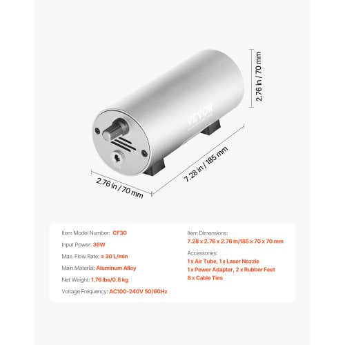 VEVOR 30L/min Luftpumpe Air Assist Luftunterstützungsset für Lasergravierer