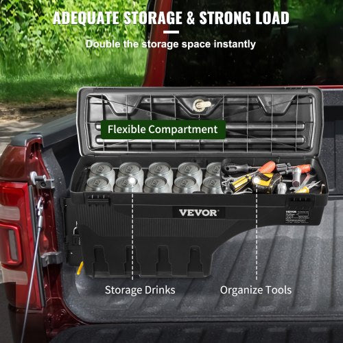 VEVOR LKW-Bett Staukasten, Abschließbarer Deckel, Wasserdichter ABS-Radkasten Werkzeugkasten 6,6 Gal / 20 L mit Passwort-Vorhängeschloss, kompatibel mit Dodge Ram 1500 2019-2021, Fahrerseite, Schwarz