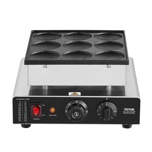 VEVOR Mini Pfannkuchen Maschine Dutch Pfannkuchenmaker 9 Stk. Edelstahl Dorayaki