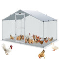VEVOR Hühnerstall, 2 x 3 x 2 m Hühnerhaus Freilaufgehege mit Sonnenschutzdach PE-Plane, Stahl Kleintierstall Hühnerhaus Dach Geflügelstall Hühnerkäfig für Hühner, Enten, Gänse, Kaninchenn usw.