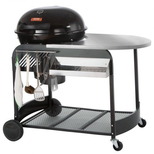VEVOR 21-Zoll-Kessel-Holzkohlegrill, tragbarer Grill mit Wagen zum Kochen im Freien