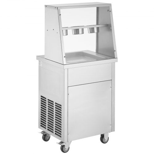 VEVOR Maschine für Frittierte Eisrollen, Quadratische 35,4 x 35,4 cm Große Pfanne zum Frittieren von Eis, Kommerzielle Eismaschine aus Edelstahl mit Kompressor und 2 Schabern