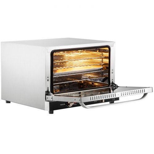 VEVOR Mini Backofen, 47 L Grillofen 1600 W Mini Ofen Tischbackofen 4 Schichten, 58 x 55 x 40 cm Elektrobackofen Umluft mit 0-120 min Timer, Handschuhe und Essenstablett, Pizzabackofen Backofen