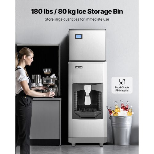 VEVOR 136kg/Tag Kommerzieller Eisbereiter 80kg Vorratsbehälter Automatisch