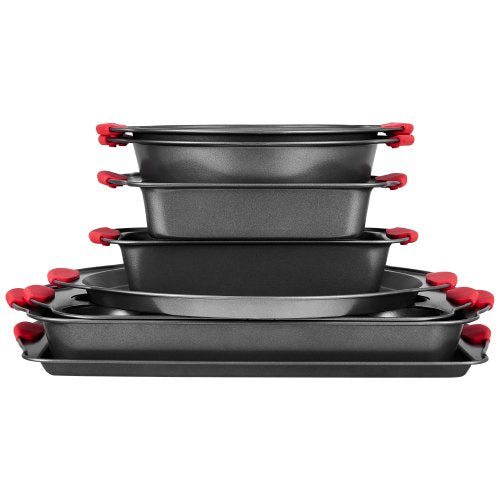 VEVOR Backform Küchenbackform Set 8-teilig Karbonstahl mit Silikongriffen