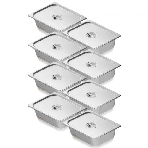 VEVOR 8 x Hotelpfannen Gastronormbehälter Edelstahl 1/2-Größe 326x266x102mm