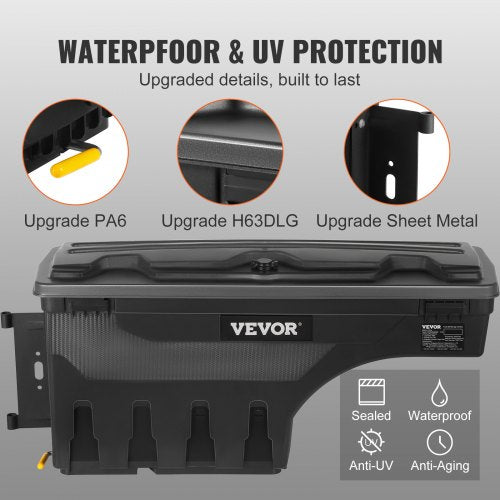 VEVOR Lkw-Ladeflächen-Aufbewahrungsbox, Abschließbarer Schwenkkoffer, 25 L ABS-Radkasten-Werkzeugkasten, Wasserdicht &amp; Langlebig, Kompatibel mit Ford F-150 2015–2021, Lkw-Ladefläche Aufbewahrungsbox