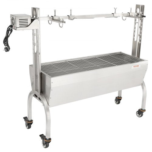 VEVOR Spanferkelgrill Lammgrill 117 cm, 41 kg Edelstahl Drehspieß 4-stufig höhenverstellbar, 50 W 2 in 1 BBQ-Rotisserie-Grill inkl. Gewürzdose &amp; Reinigungsbürste &amp; Griff Elektrogrill Beweglich