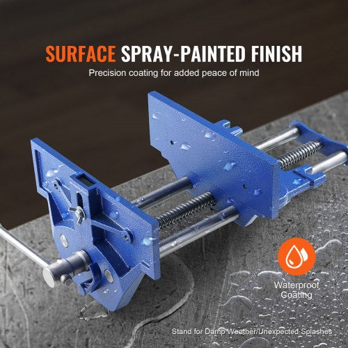 VEVOR Schraubstock für Holzarbeiten 110mm Spanntiefe 335mm Öffnungsbreite Parallelschraubstock aus Gusseisen pulverbeschichtet 11KN Spannkraft Φ15-74mm Spannbereich Ideal für Holzbearbeitungsstudios