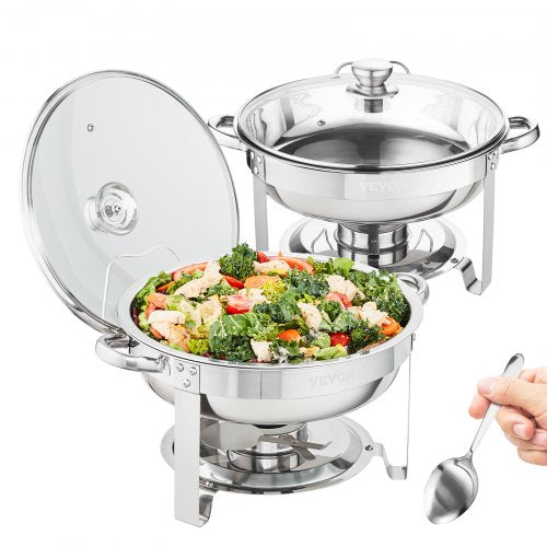 VEVOR Profi Edelstahl Warmhaltebehälter Speisenwärmer 2x3,5L Chafing Dish Set