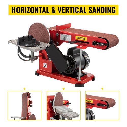 VEVOR Bandschleifmaschine 375 W Band-Tellerschleifer Combo Band Tellerschleifer 915×100 mm Riemengröße Band- und Scheibenschleifmaschine 150 mm