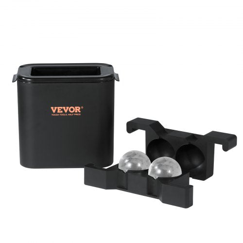 VEVOR 2-teiliger Eiswürfelbereiter Eiswürfelformen 6 cm Eiskugel Eiswürfelform Eiskugelforner mit Aufbewahrungstasche, Strapazierfähige Eiswürfelformen Eiswürfelbehälter Schwarz Whisky, Americano