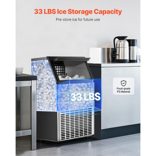 VEVOR Kommerzieller Eisbereiter, freistehender Schrank, Maschine, 150 lbs/24 h, 45 Eiswürfel