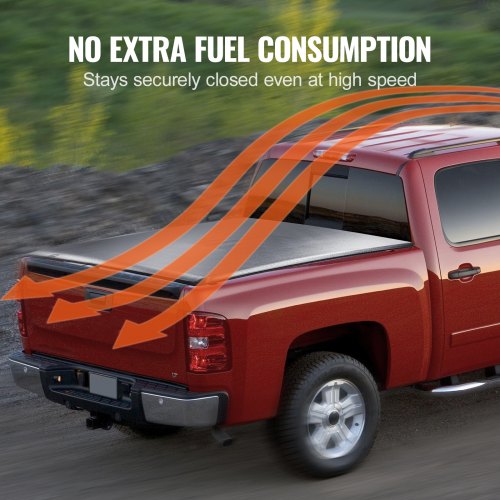 VEVOR Ladeflächenabdeckung, aufrollbare Ladeflächenabdeckung, kompatibel mit 2014–2024 Chevy Silverado/GMC Sierra 1500, für 20 x 15 cm/20 x 16 cm große Ladeflächen, weiches PVC-Material